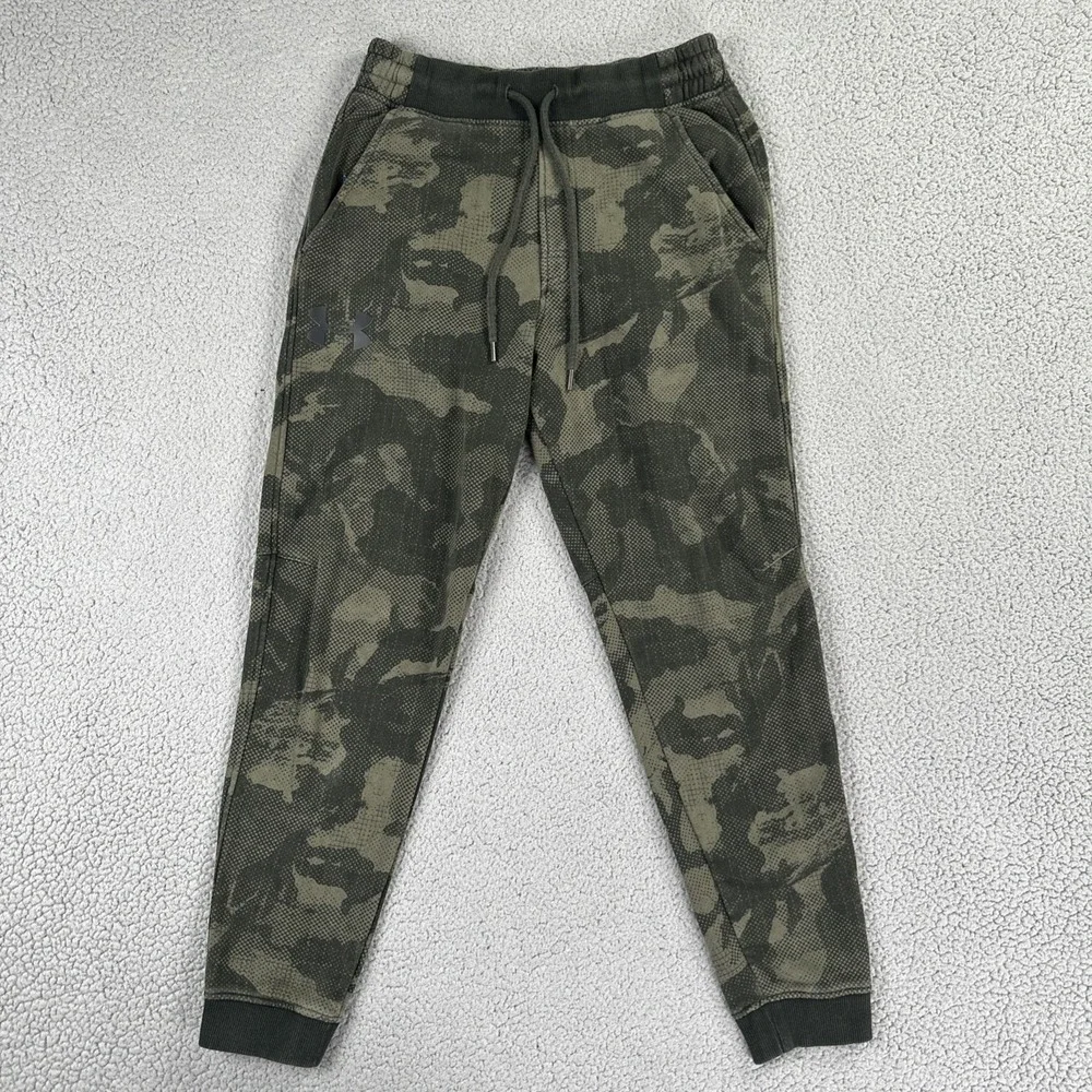 Under Armour Sweatpants Men Large Fitted Green Camouflage Joggers Cold Gear